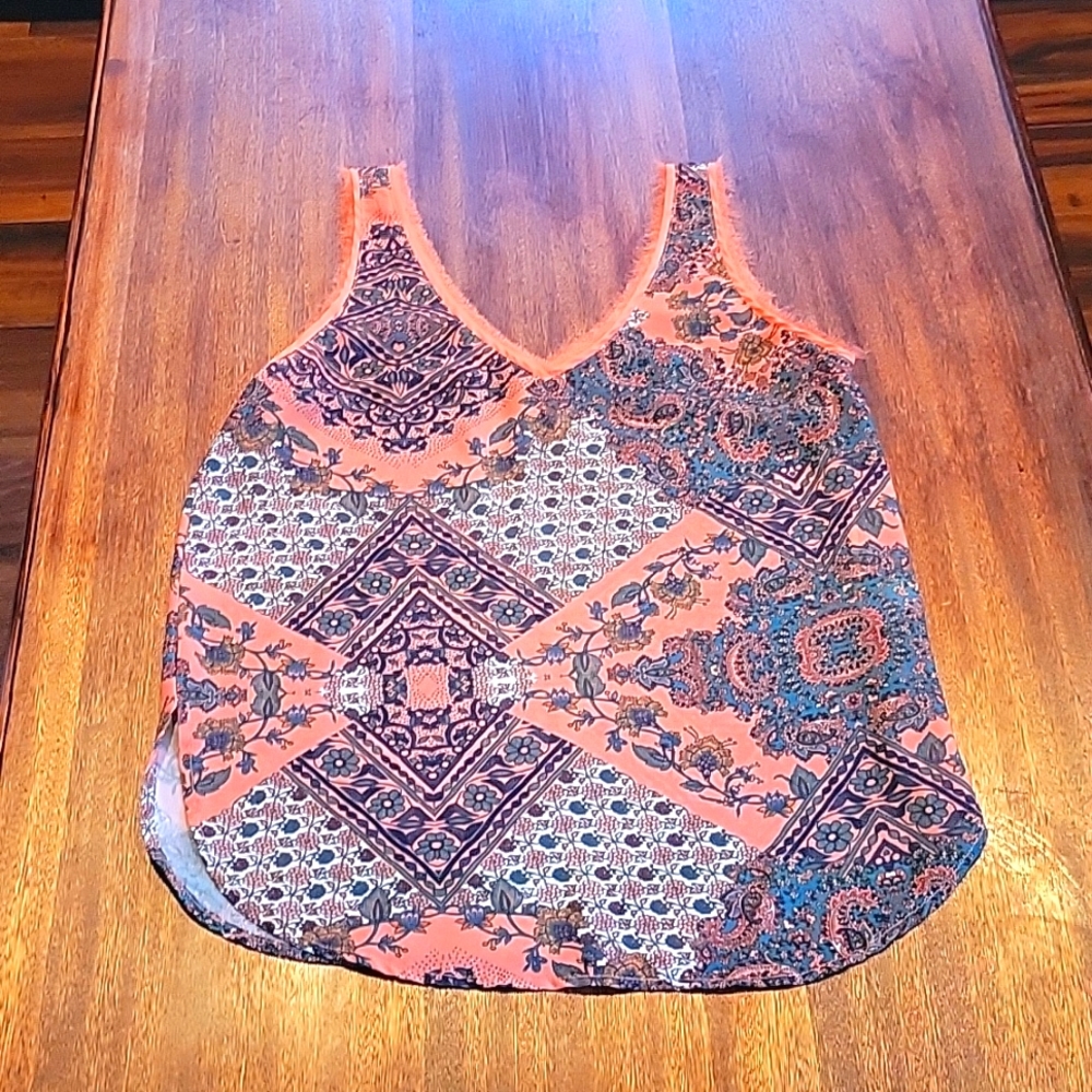 Womens- coral V neck tank!  Size Small- very cute for work or a date!